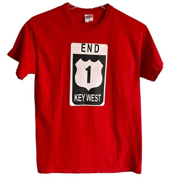 Key West Cotton Red Tee Shirt Gildan Size Medium - Picture 1 of 8